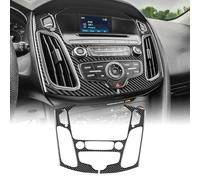 KUNGKIC For Ford Focus RS ST SE Ecoboost 2015-2018 Accessory Carbon Fibre Interior Trim Car CD Air Conditioning Control Panel Cover Cool Decal Self-adhesive Auto Parts Gift RHD (Black)