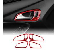 KUNGKIC For Ford Focus RS ST SE Ecoboost 2015-2018 Accessory Carbon Fibre Interior Trim Car Inner Door Handle Panel Sticker Cool Decal Self-adhesive Auto Parts Gift RHD (Red)