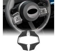 KUNGKIC for Mini F65 F66 F67 U25 J01 EV J05 2024-UP Accessory Carbon Fibre Interior Trim Car Steering Wheel Buttons Trim Cool Decal Self-Adhesive Auto Parts Gift RHD (Black)