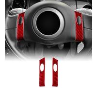 KUNGKIC for MINI R50 R53 2001-2006 Accessories Carbon Fibre Interior Trim Car Steering Wheel Buttons Trim Sticker Self-Adhesive Decal Cool Auto Parts RHD (Red, TypeA)
