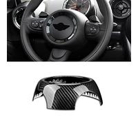KUNGKIC for Mini R55 R56 R57 R58 R59 R60 R61,Real Hard Carbon Fiber Accessory Auto Inner Parts Car Steering wheel center airbag cover Decoration Interior Trim Cooper Clubman Countryman Roadster,Black