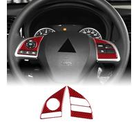 KUNGKIC For Mitsubishi Outlander 2013-2021 Accessorries Carbon Fibre Interior Trim Car Steering Wheel Buttons Trim Self-adhesive Decal Cool Auto Parts RHD (Black) (Red, TypeB)