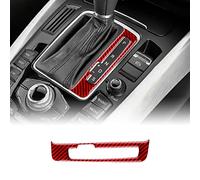 KUNGKIC for Q5/A4/A5,Real Carbon Fiber Accessory Self-adhesive Car Center Gear Shift Panel Sticker Decoration Interior Trim Auto Parts Gift RHD (2009-2012, Red)