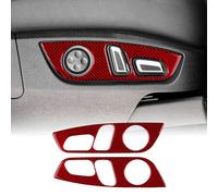 KUNGKIC for Q7 2008-2015 Interior Trim Carbon Fibre Accessories Car Seat Adjustment Button Frame Decorative Sticker Decorative Decal Self-Adhesive Auto Parts Right-Hand Drive (Red)