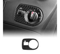 KUNGKIC for Seat Leon 2005-2012 Accessories Carbon Fibre Interior Trim Car Dashboard Headlight Switch Cover Trim Self-Adhesive Decal Cool Auto Parts RHD (Black)