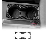 KUNGKIC For Seat Leon 2013-2015 Accessories Carbon Fibre Interior Trim Car Center Console Cup Holder Panel Frame Cover Self-adhesive Decal Cool Auto Parts RHD (Black)