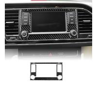 KUNGKIC For Seat Leon 2013-2015 Accessories Carbon Fibre Interior Trim Car Center Control Screen Decoration Frame Sticker Self-adhesive Decal Cool Auto Parts RHD (Black)