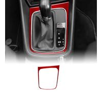 KUNGKIC For Seat Leon 2013-2015 Accessories Carbon Fibre Interior Trim Car Center Gear Shift Panel Cover Trim Self-adhesive Decal Cool Auto Parts RHD (Red)