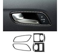 KUNGKIC Pack of 6 Car Door Handle Window Switch Button Console Panel Interior Sticker Carbon Fibre Sticker Compatible with Audi TT 2007 2008 2009 2010 2011 2012 2013 2014 Accessories Black