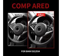 KUNGKIC Real Carbon Fiber Car Steering Wheel Decoration Cover Frame for BMW 6 Series E63 E64 2004-2010 Interior Auto Accessories Type A(Black) (Type A(Black))