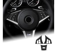 KUNGKIC Real Carbon Fiber Car Steering Wheel Decoration Cover Frame for BMW 6 Series E63 E64 2004-2010 Interior Auto Accessories Type A(Black) (Type B(Black))