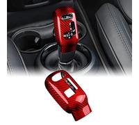KUNGKIC Real Hard Carbon Fiber Car Gear Shift Knob Handle Trim Sticker Protector Decoration Interior Trim for Mini Clubman Countryman F54 F55 F56 F57 F60 2020-2023 Accessories Auto Parts Gift (Red)