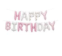 KUNGOON Pink Happy Birthday Banner, Fabric Letter Balloons with Gingham Plaid Checkered Pattern, Bow Bear Heart Theme Party Decorations for Baby Shower Party Decor .(pink)