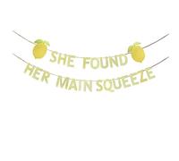 KUNGOON She Found Her Main Squeeze Banner,Lemon Lemonade Theme Bridal Shower Bride to Be Wedding Engagement Bachelorette Party Decoration.