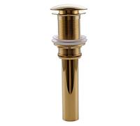 KUNGYO Brass Pop Up Basin Waste, Bathroom Sink Click Clack Drain Stopper Without Overflow, Titanium Gold Finished