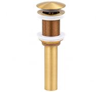 KUNGYO Un-slotted Pop Up Basin Waste Bathroom Sink Click Clack Waste Plug Drain Stopper Without Overflow Finished (Brass 1 3/5 Inch)