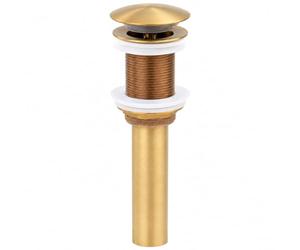 KUNGYO Un-slotted Pop Up Basin Waste Bathroom Sink Click Clack Waste Plug Drain Stopper Without Overflow Finished (Brass 1 3/5 Inch)