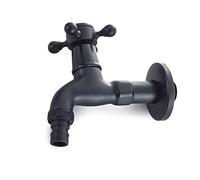 KUNGYO Washing Machine Tap Solid Brass with G1/2 Sink Spout - Antique Classic Single Cross Handle Water Faucet for Garden Laundry Lavatory(Black ORB)