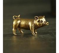 KUNGZUNMOLDS Brass Animal Statue,3.4x2cm Retro Brass Handmade Pig Miniatures Figurines Desk Ornament Metal Copper Animal Model Tea Pets Decoration Crafts Accessories