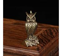 KUNGZUNMOLDS Brass Animal Statue,4.5x2x2.2cm Antique Solid Brass Standing Owl Miniature Figurines Retro Copper Animal Tea Pet Desktop Ornament Decor Crafts Keychain Pendants