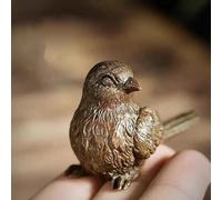 KUNGZUNMOLDS Brass Animal Statue,5x3.5cm Sparrow Statue Metal Brass Tea Pet Table Ornament Home Decoration Retro Bird Animal Figurines Miniatures Craft
