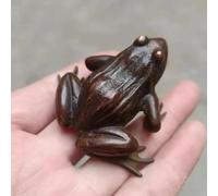 KUNGZUNMOLDS Brass Animal Statue,Antique Pure Copper Frog Figurines Ornaments Solid Brass Animal Tea Pet Paperweight Statue Desk Decorations Home Decor for Room