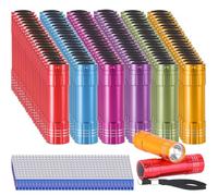 KunHe 120 Pack Mini Aluminium Torches Kids Bulk - Durable Metal Small Kids LED Flashlights Multipack for Camping, Party Bag Fillers, Gifts Boys Girls, Torch Keyring Lanyard with Batteries