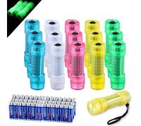 KunHe 15 Pack Mini Glow Torches for Kids with 45 Batteries - Bulk Kids Torches Multipack, Party Bag Fillers, Glow in The Dark Lights for Camping, Birthday Gifts, Halloween Party Favours Boys Girls