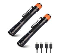 KunHe 150 Lumen LED Portable Rechargeable Penlight 2-Pack IPX4 Waterproof Single Mode Easy to Use with Clip Suitable for Inspection, Camping and Daily Use.