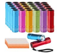 KunHe 30 Pack Mini Bulk Cheap Torches Aluminium LED Handheld Torches with Lanyard Batteries Included for Party Favours Camping Power Outage Emergency Gift to Operation Christmas Child Items