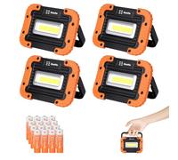 KunHe 500 Lumen 4-Pack Portable LED Work Lights with IPX4 Waterproof 180° Rotating Bracket and Magnetic Base COB LED for Camping Fishing Car Repair and Emergency Use
