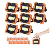 KunHe 500 Lumen 8-Pack Portable LED Work Lights with IPX4 Waterproof 180° Rotating Bracket and Magnetic Base COB LED for Camping Fishing Car Repair and Emergency Use