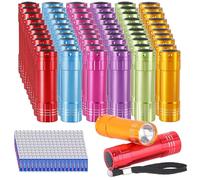 KunHe 60 Pack Aluminium Small Mini Torches Bulk with Batteries and Colourful Lanyard for Kids Cheap Torches for Party Favour Camping