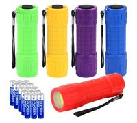 KunHe CO1 Small Mini LED Flashlight Pack of 5 COB Plastic Flashlights for Kids 100 Lumen with Batteries High CRI for School Night Reading Supplies Party Favors Christmas Gifts