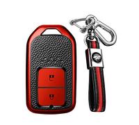 KUNIO Car Key Case Cover fit for Honda Accord CR-V Jade Civic Spirior Fit City Crosstour HR-V Jazz Key Cover TPU Leather Texture Key Chain Keychain Key Cover Key Case 2 Buttons Red