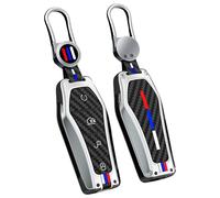 KUNIO Car Key Case Key Cover Fits BYD Qin Plus DMI Atto 3 Han EV Dolphin Yuan Song 4 Buttons Metal Key Case Key Case Key Ring A Silver