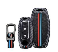 KUNIO Car Key Case Key Cover Fits Nissan Juke F16 Qashqai Pulsar Murano Key Fob Carbon Fibre 2 Buttons Key Case Key Cover Black A