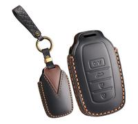 KUNIO Car Key Case Key Cover Fits Toyota C-HR Yaris Corolla Prius Camry RAV4 Land Cruiser Hilux2023 2024 2025 Key Fob PU Leather 3 Buttons Key Case Black C