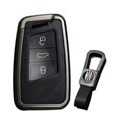 KUNIO Car Key Case Suitable for VW Magotan Passat B8 CC Tiguan MK2 Jetta, Fits Skoda Superb A7 Kodiaq Keyless Protective Case Metal Key Cover Case Key Fob, B Black, Nur keyless Go