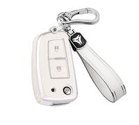 KUNIO Car Key Cover fit for Nissan Qashqai J11 Micra Pulsar Rogue Sunny X-Trail Murano Juke F15 Key Cover TPU Flip Key Fob Key Case Key Protection 2 Buttons White