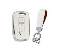 KUNIO Car Key Fob Cover Case Fit for Hyundai i10 i20 i30 i40 ix20 ix35 Santa Fe Tucson KIA K3 K5 Sportage Optima Key Protective Cover Keychain TPU Key Holder 3 Buttons A White