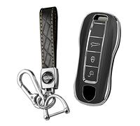 KUNIO Car Key fob cover Case fit for Porsche fit for Panamera 971 Cayenne 9YA fit for Macan 911 Carrera GT Taycan Boxster Key Cover TPU Key Cover Case Key Chain Key Case A Black