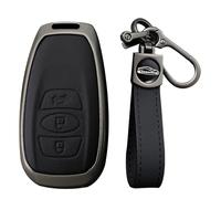 KUNIO Car Key Fob Cover Case Fit for Subaru Forester Cross BRZ Legacy B4 XV Key Protective Cover Keychain Key Holder 3 Button, A Black
