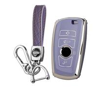 KUNIO Car Key Fob Cover fit for BMW 1 2 3 4 5 6 Series F10 F12 F20 F25 F30 X3 X4 M3 M4 M5 3GT 5GT Key Cover TPU Key Cover Case Keychain Keyring Purple