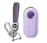 KUNIO Car Key Fob Cover fit for Fiat 500 Lancia Punto Panda Ypsilon Delta Grande Bravo Musa Car Key Case Key Cover TPU Key Cover Case Key Fob Key Cover A Purple