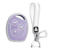 KUNIO Car Key Fob Cover Fit for Ford Focus Mk2 Fiesta Fusion Mondeo Key Protective Cover Keychain Key Holder TPU Key Cover, A Purple, A Purple