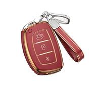 KUNIO Car Key Fob Cover fit for Hyundai Mistra i30 i40 ix25 ix35 ix20 Tucson Sonata Verna Solaris Santa Elantra Key Cover TPU Key Cover Case Key Case Keychain 3 Buttons A Red
