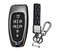 KUNIO Car Key Fob Cover fit for Hyundai Tucson NX4 Ioniq 5 Santa Fe Nexo 2021 2022 2023 key fob cover Metal Case Key Cover Key Box Key Chain 7 Buttons Black