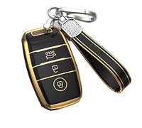 KUNIO Car Key Fob Cover fit for Kia K3 KX3 K4 K5 Rio5 Sportage R Ceed Sorento Niro Soul Cerato Optima 2015 2016 2017 Key Cover TPU Key Cover Case Key Case Keychain Holder A Black