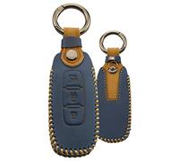 KUNIO Car Key Fob Cover fit for Nissan Altima Teana Qashqai J12 Ariya B6 B9 X-Trail T33 Pathfinder Rogue 2022 2023 Car Key Case Leather Key Cover Key Fob 3 Buttons Blue